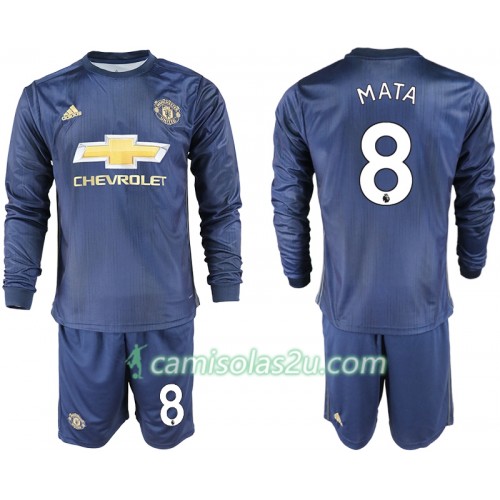 Camisolas de Futebol Manchester United MATA 8 Criança Equipamento 3ª 2018/19 Manga Comprida Camisolas de Futebol Manchester United MATA 8 Criança Equipamento 3ª 2018/19 Manga Comprida